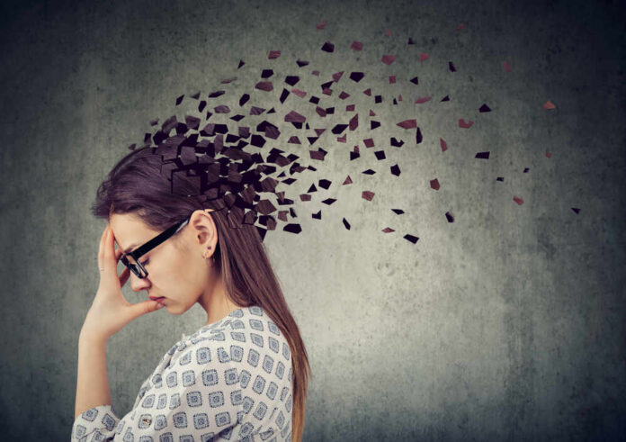 Memory,Loss,Due,To,Dementia,Or,Brain,Damage.,Young,Woman
