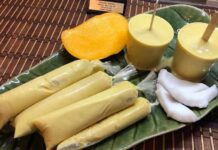 Refreshing Mango and Coconut icicles/Popsicles. Guyanese