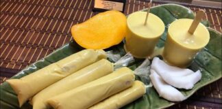 Refreshing Mango and Coconut icicles/Popsicles. Guyanese