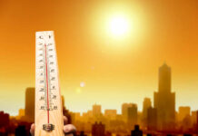 Summer Heat Adaptation: Phoenix Heat Hack Hiding in Plain Sight A thermometer held against a sunset city skyline