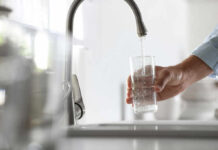 Brain-Eating Parasite That Hides in Tap Water A hand holding a glass under a kitchen faucet while water is being poured into it