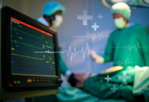 One Scan, Ten-Year Heart Forecast Medical professionals in an operating room monitoring a patient