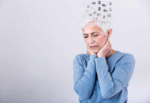 How Our Biological Clock Impacts Our Mood Elderly woman with a unique hairstyle made of puzzle pieces, looking thoughtful
