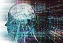 Inside The Brain’s Five-Layer Fortress Abstract human head with illuminated brain and digital light streaks