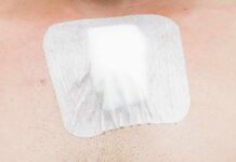 adhesive bandage on chest